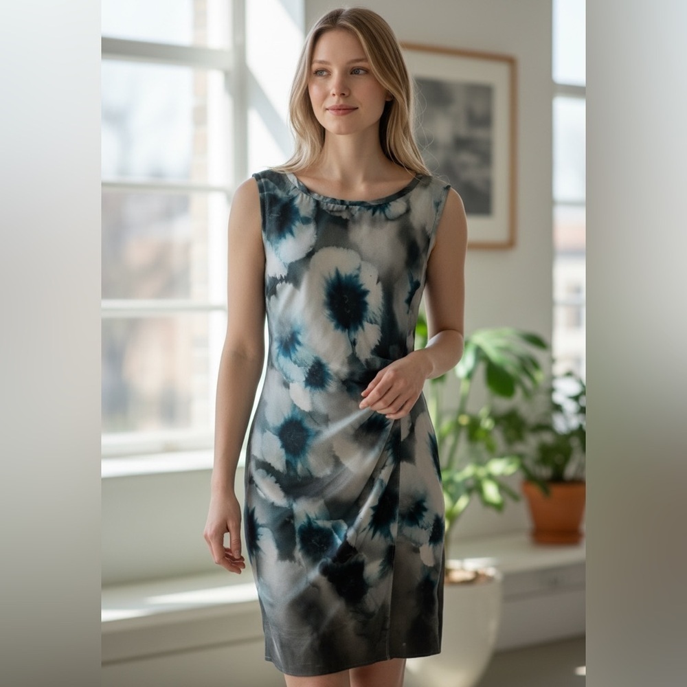 Luisa Cerano Silk Sleeveless Tie-Dye Midi Dress - Size 6